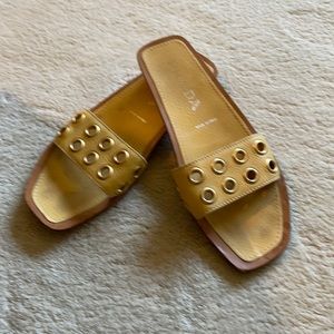 Prada leather flat slide sandals